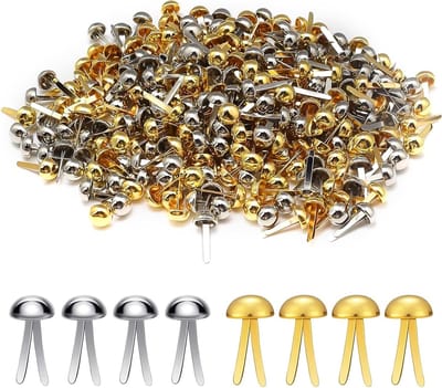 Ronde Hoofd Klemmen, 300 Stuks, 8mm Ronde Patroon Klemmen, Gouden en Zilveren Klemmen voor Documenten, Kaarten en Decoraties