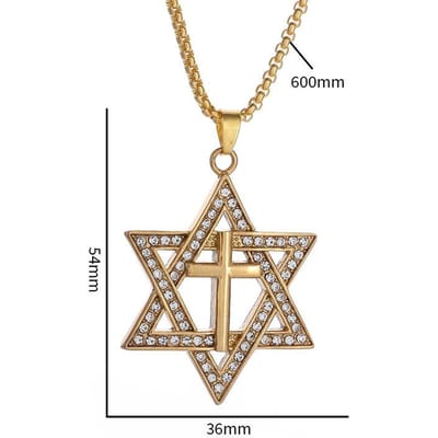 Accessoires de mode Accessoires Collier pendentif hexagramme diamant Chaîne clavicule tendance beige
