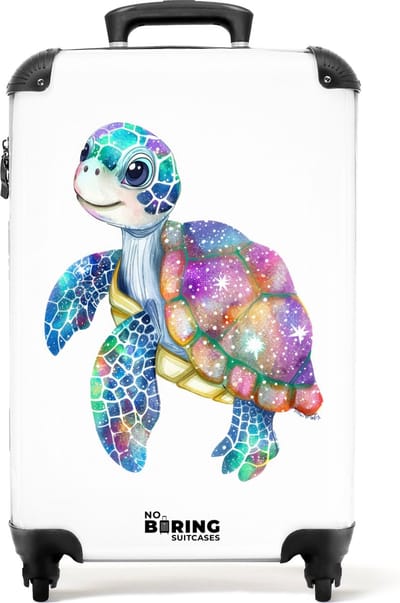 NoBoringSuitcases.com® - Kinderkoffer - Kindertrolley - Kleurrijke schildpad als mozaïek - Handbagage koffer lichtgewicht - Reiskoffer trolley - Rolkoffer met wieltjes - Past binnen 55x40x20 en 55x35x25