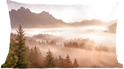 Sierkussens - Kussentjes Woonkamer - 60x40 cm - Zonlicht - Mist - Bergen - Bomen