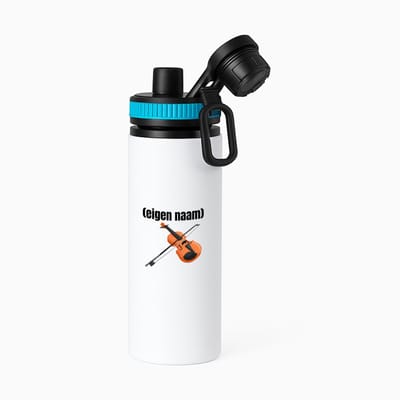 Hacebo® - viool met eigen naam waterfles met draaidop blauw - Viool - muziek liefhebbers - iemand die houdt van violen - verjaardag - cadeau - kado - geschenk - water fles - 850ML
