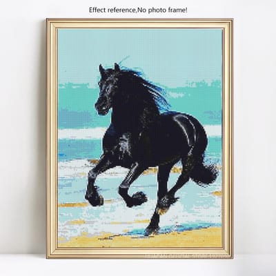Peinture Diamant 5D DIY Ronde Complète Animal Cheval Mosaïque Diamant Broderie Strass Image 20X30 blue
