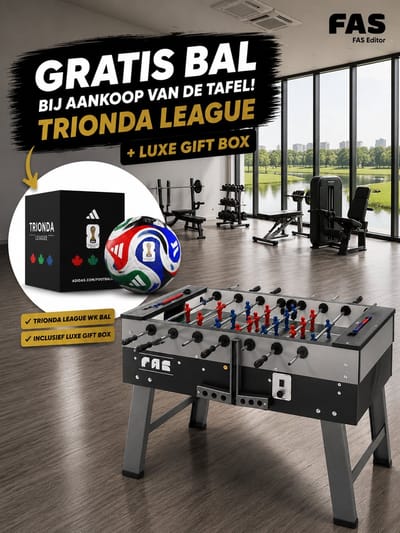 FAS Pendezza® San Siro 2 - Voetbaltafel voor indoor - Voetbaltafel voor volwassenen - Speeltafel - Tafelvoetbal - Doorlopende stangen - Tafelvoetbalspel - Voetbaltafel voor bedrijven en kantoren - Speeltafel met glasplaat bovenop - Gemaakt in Italie