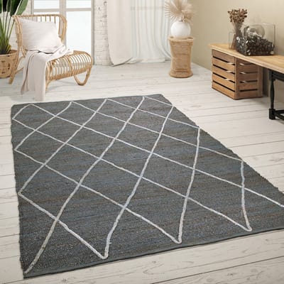 Paco Home Vloerkleed Woonkamer Jute Natuurvezel Handgemaakt Modern Scandi 3D-patroon 60x100 cm