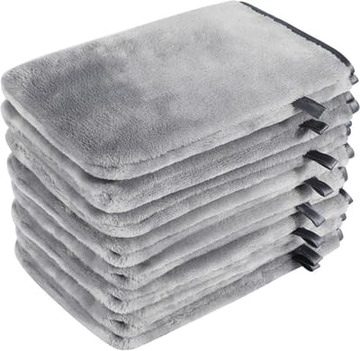 Set van 8 Microvezel Was Handschoenen, Zachte Flanel Badhandschoenen, Herbruikbare Make-up Verwijderaar, Ideaal voor Spa en Douche, 15 x 21 cm (Grijs)