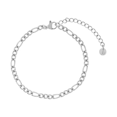Essentialistics - Armband basic open gemixte schakels - Volwassenen - Zilverkleur - Stainless steel (verkleurt niet) - Verlengkettinkje