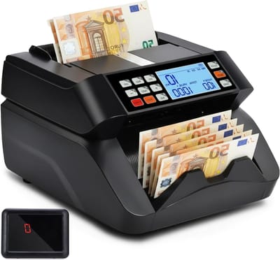 Geld Telmachine - Biljet Tellers - Snel Geld Tellen - Automatische Teller - 37 x 32 x 22 cm - Grijs