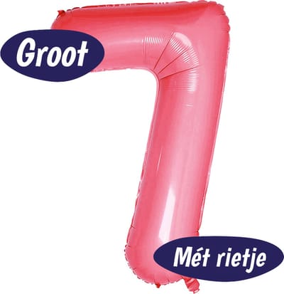 Cijfer Ballonnen - Ballon Cijfer 7 - 70cm Roze - Folie - Opblaas Cijfers - Verjaardag - 7 jaar, 70 jaar - Versiering