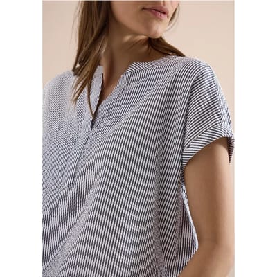 Blouse met gespleten hals in seersucker kwaliteit