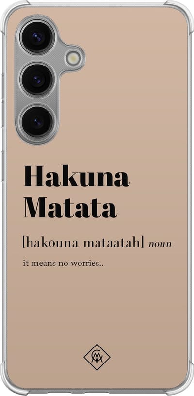 Casimoda® hoesje - Geschikt voor Samsung Galaxy S24 Plus - Hakuna Matata - Shockproof case - Extra sterk - TPU/polycarbonaat - Bruin/beige, Transparant