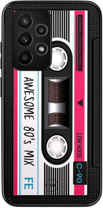 Hoesje geschikt voor Samsung Galaxy A53 - Cassette - Beige - TPU case - Print - Hardcase zwart telefoonhoesje