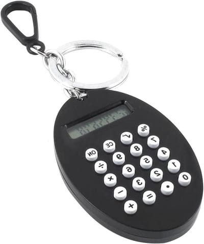Mini Rekenmachine - Zakcalculator LCD - Snelle Berekeningen - Met Sleutelhanger - 8 Cijfers - Zwart