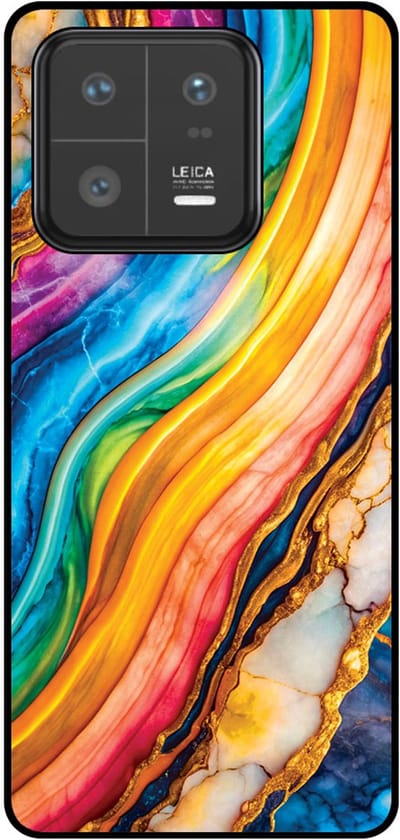 Smartphonica Telefoonhoesje Geschikt voor Xiaomi 13 Pro met Regenboog Goud Marmer Opdruk - TPU Backcover Case Rainbow Gold Marble Design geschikt voor Xiaomi 13 Pro