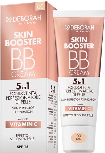 Deborah-Milano Skin Booster BB Cream Kleur 00 Fair – 30 ML – 5-In-1 Foundation & BB Cream – Hydrateert, Egaliseert En Verheldert De Huid – SPF15 & Vitamine C – Natuurlijk, Stralend Effect & Soepele “Second Skin” Finish – Voor Dagelijks Gebruik