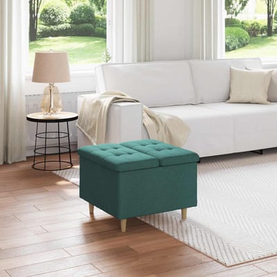 vidaXL - Ottoman - met - opslag - Donkergroen - 60 - x - 60 - x - 45 - cm - Stof