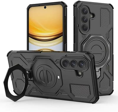 Hoesje geschikt voor Samsung Galaxy A57 | Compatibel met MagSafe / Qi2 | 360° Draaibare Magnetische Standaard | Back Cover Kickstand Ring | Zwart