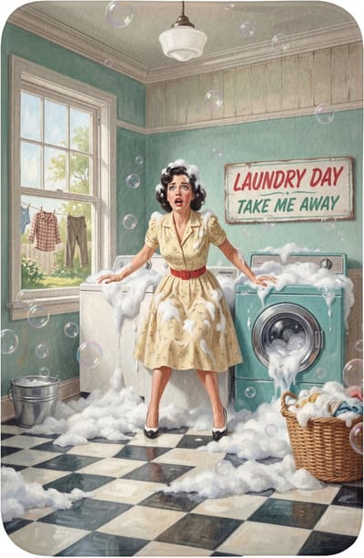 WC mat 40x60 cm - Antislip - Retro - Blauw - Vrouw - Toiletmat - Vloermat - Douchemat - Toilet tapijt - Toiletmatten