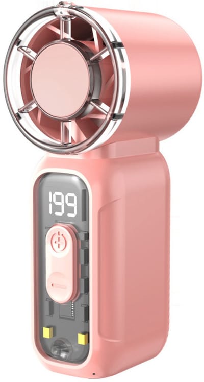VHV - Ventilator - Handventilator - Mini ventilator - Mini Handventilator met 199 Snelheden - 1200mAh Draagbare Pocket Fan met Digitaal Display - Krachtige Pocket Ventilator voor Reizen en Kantoor - Roze