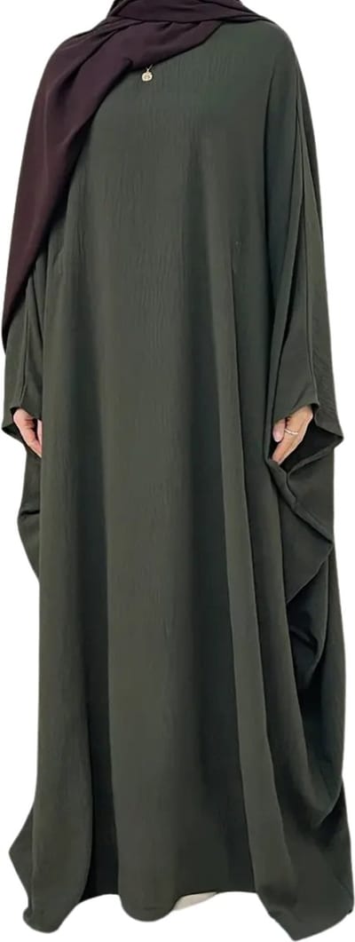 Bovista Islamitische Kleding - Djellaba Dames - Moslim Kleding - Arabisch Dames Kaftan - Alhamdulillah - Legergroen