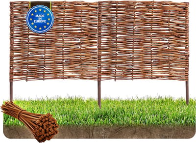 Wilgentenen Bedrand - Natuurlijke Afbakening - Tuinrand Creëren - Handgevlochten Structuur - 120 x 30 cm - Naturel