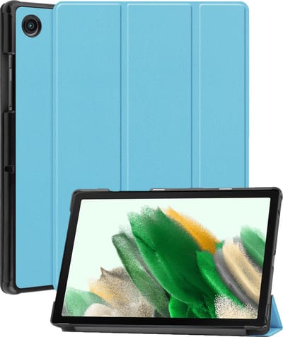 Hoes - Geschikt voor Samsung Galaxy Tab A8 - Dun & Stevig - Trifold Bookcase - Hard Cover - Hardcover Book Case - Tablet Hoesje - Lichtblauw