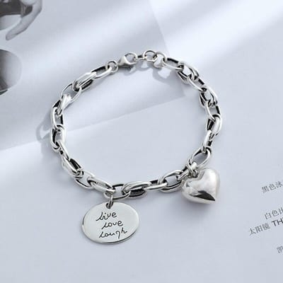 925 Sterling Zilver Liefde Hart Ovale Vorm Letter Thais Zilver Armband Voor Vrouwen Cadeaus Sieraden Dropshipping S -B404 19.5cm white