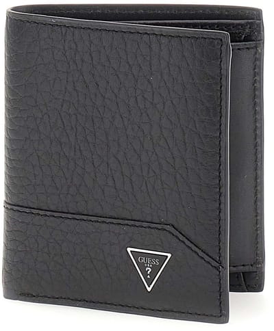 GUESS Leren kaarthoes Torino Bifold No Coin Black zwart