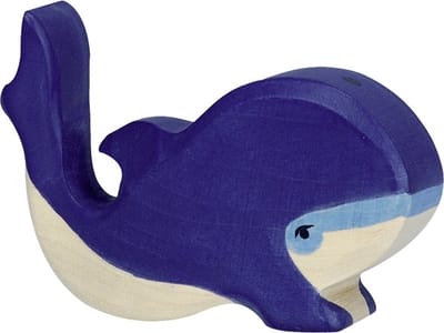 HOLZTIGER Zeedieren - Blauwe Walvis Klein - 10X2X8Cm - Houten Figuur - Handgemaakt