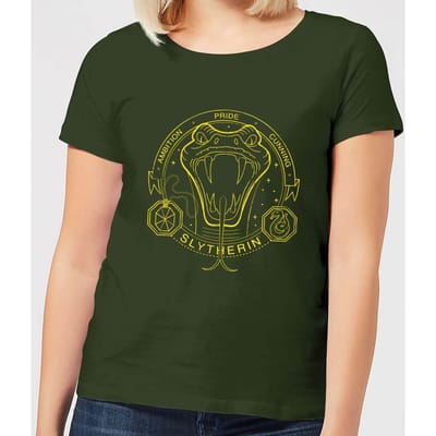 Harry Potter Slytherin Snake Badge dames t-shirt - Donkergroen - S