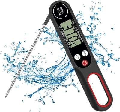 Nevolis digitale Vleesthermometer met Opvouwbare Sonde – Directe Temperatuurmeting voor BBQ, Oven, Airfryer, Vlees, Melk, Water, Suiker & Snoep – LCD Display & Automatische Uitschakeling