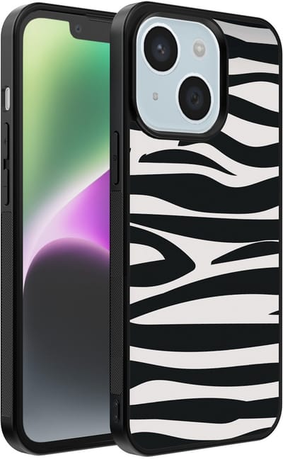 Smartphonica Telefoonhoesje geschikt voor iPhone 14 met zebra opdruk - TPU backcover case met zebra print design - Zwart Wit geschikt voor iPhone 14