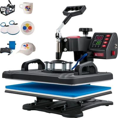 DIMICO - 5-in-1 Hittepers Sublimatie - Heat Press - Transfer pers - Warmtepers - 1250W - Digitaal Display - Tefloncoating