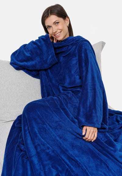 Dailygoods- Knuffeldeken Elektrisch - Zachte Knuffeldeken met Mouwen - Heuptas - Telefoonvak - Lichtgewicht Coral-Fleece - Afmeting 150x180cm - Sweaterdeken