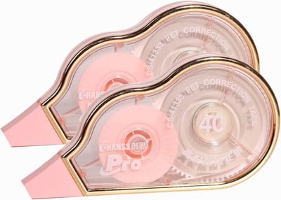 Correctietape Set - Witte Tape - Fouten Corrigeren - Gouden Rand Design - 2 Stuks - Roze