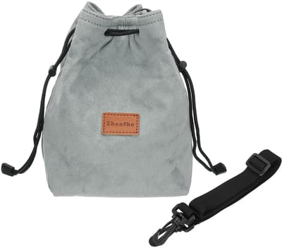 Dailygoods - PATIKIL Cameratas, trekkoordtas met verstelbare schouderriem, draagbare handtas voor DSLR-camera, grijs, Small, Compact