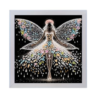 Zwart multicolor ballerina vlinder Diamond Painting schilderij dames en heren jurk vleugels bloemen kristal details gedeeltelijke bedekking DIY decoratie zonder lijst 20x20 cm wanddecoratie kunst