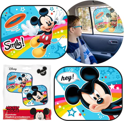 DISNEY Mickey Mouse Smile Zonneschermen voor auto's voor de voorruit, beschermhoezen met zuignappen, set 2 stuks