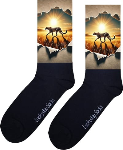 Cheeta - Opkikker - Grappige sokken - Valentijns cadeau - Verjaardag cadeau - Sint cadeau - Leuke sokken - Papier - Vrolijke sokken - Kunst sokken - Grappig cadeau - Kerst Sokken - Vaderdag - Moederdag - Kerstcadeau - Socks maken Happy - 37-44