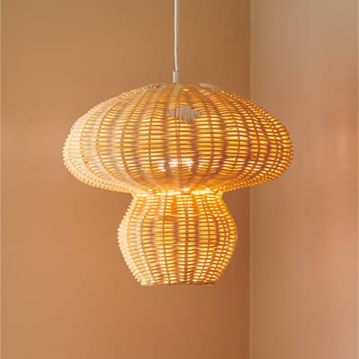 Nordlux Allie hanglamp, rotan, paddenstoelvorm, natuurlijk bruin