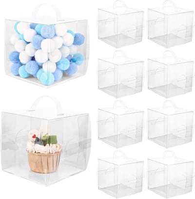 50pcs Transparante Geschenkdozen - Kleine 10 x 10 x 10 cm PVC Vierkante Transparante Doos - Vouwbare Duidelijke Doos voor Snoep en Chocolade voor Bruiloften