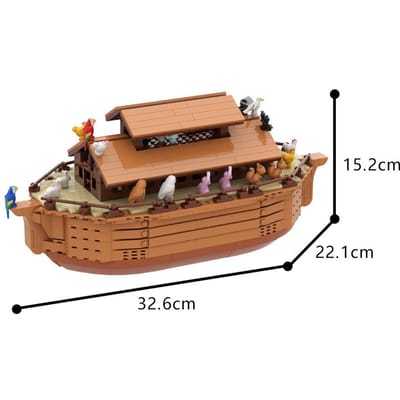 MOC DIY Noach's Ark Bouwpakket ABS Kunststof Model met Leuke Dierfiguurtjes Steile Hellingsbaan voor Kinderen Volwassenen brown