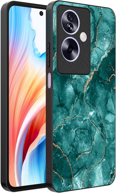 Smartphonica Telefoonhoesje Geschikt voor Oppo A2 - Oppo A79 met marmer opdruk - TPU backcover case marble design - Goud Groen geschikt voor Oppo A2;Oppo A79