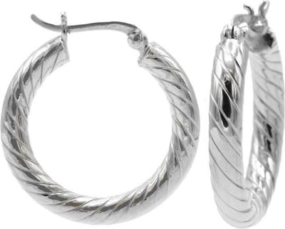 Karma Oorringen Plain Twister Hoops 25 mm | Zilver