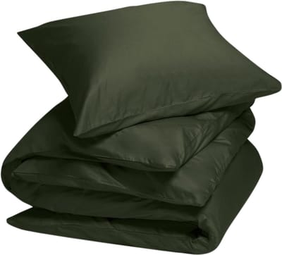 Yumeko dekbedovertrek katoensatijn dark olive 140x200 + 1/60x70 - Bio, eco & fairtrade