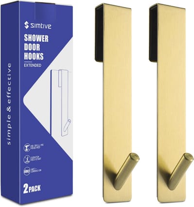 Verlengde Douchedeurhaken voor Badkamer - 7 Inch - Frameloze Glazen Douchedeur Handdoekhaken - 2-Pack - Goud