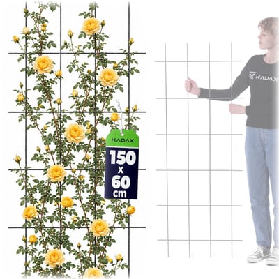 KADAX Trellis hekwerk voor tuin, planten, balkon, terras, metalen latwerk, klimhulp, klimrooster van staal, klimhulp, rozentrellis, plantenrooster (60 x 150 cm)