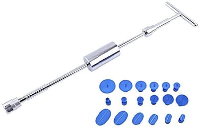 Dailygoods- Deukherstelset 19-delig - T-bar Tool - Antislip Zuignappen - PDR Gereedschap - Schadevrije Deukverwijdering - Inclusief 18 x Lijmstrips - Deukhersteltool
