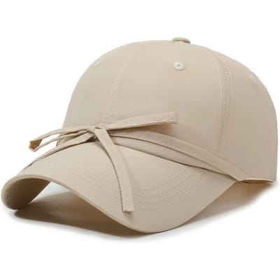 Zomer Nieuwe Sneldrogende Band Effen Kleur Strik Baseball Voor Vrouwen Eenvoudig Buiten Kamperen Zonbescherming Trainings Sportpet Adjustable beige