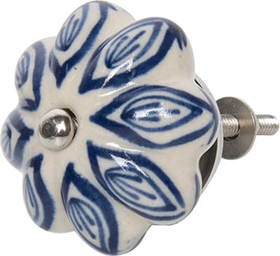 Clayre & Eef Deurknop Blauw Keramiek