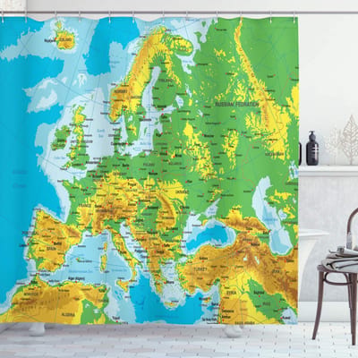 ABAKUHAUS Polen Douchegordijn – 175x240 cm – Veelkleurig – Waterafstotend